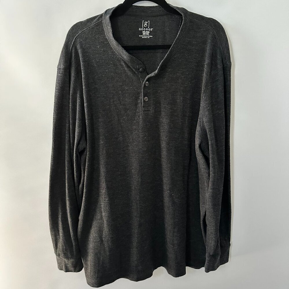 George Black XXL Long Sleeve Henley Tee Shirt